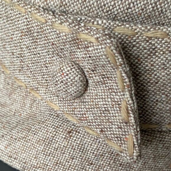 Statement Tan Tweed Cloche Hat OS Preppy Cottagecore Structured Retro Classic main image 8